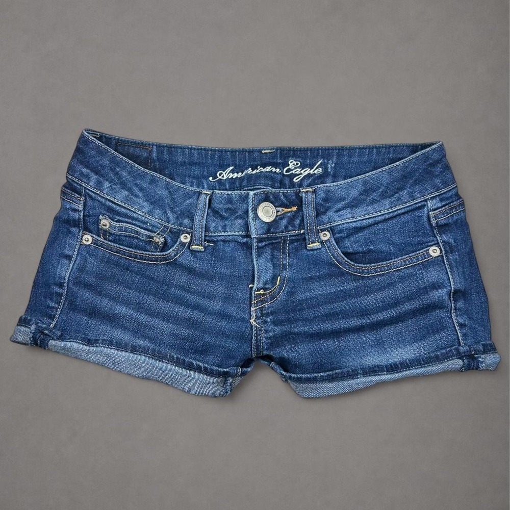 American Eagle low rise micro mini denim shorts in size 0